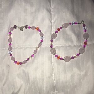 Rose quartz, glass, and silver beads bracelets!